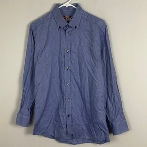 7 Downie St Mens Blue Button Down Collared Long Sleeve Shirt Mens Size 4 Medium